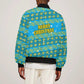 Rwanda Christmas Bomber Jacket Festive Geometric Motifs and Bold Typography - African Pride