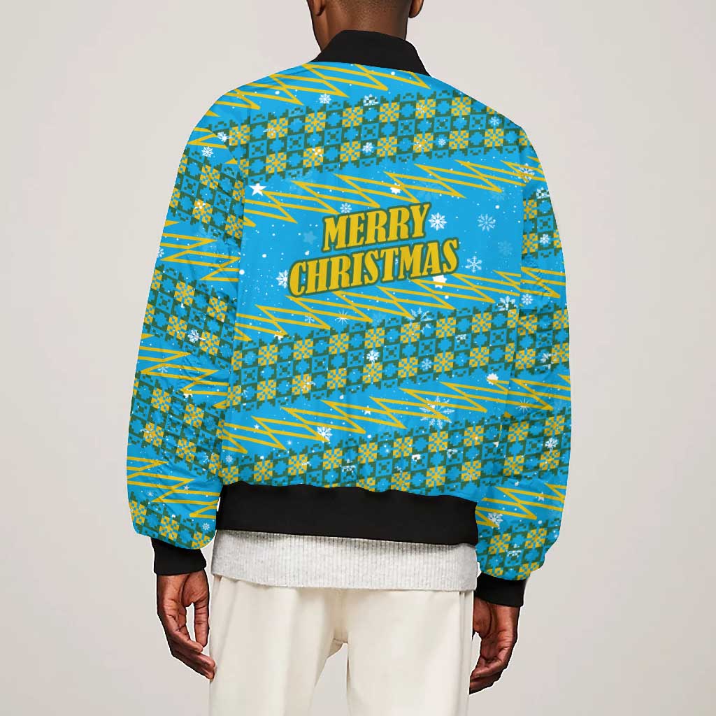 Rwanda Christmas Bomber Jacket Festive Geometric Motifs and Bold Typography - African Pride