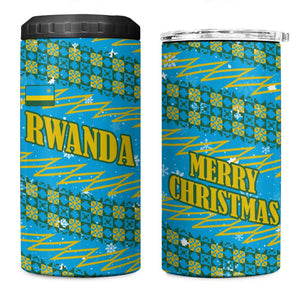 Rwanda Christmas 4 in 1 Can Cooler Tumbler Festive Geometric Motifs and Bold Typography - African Pride