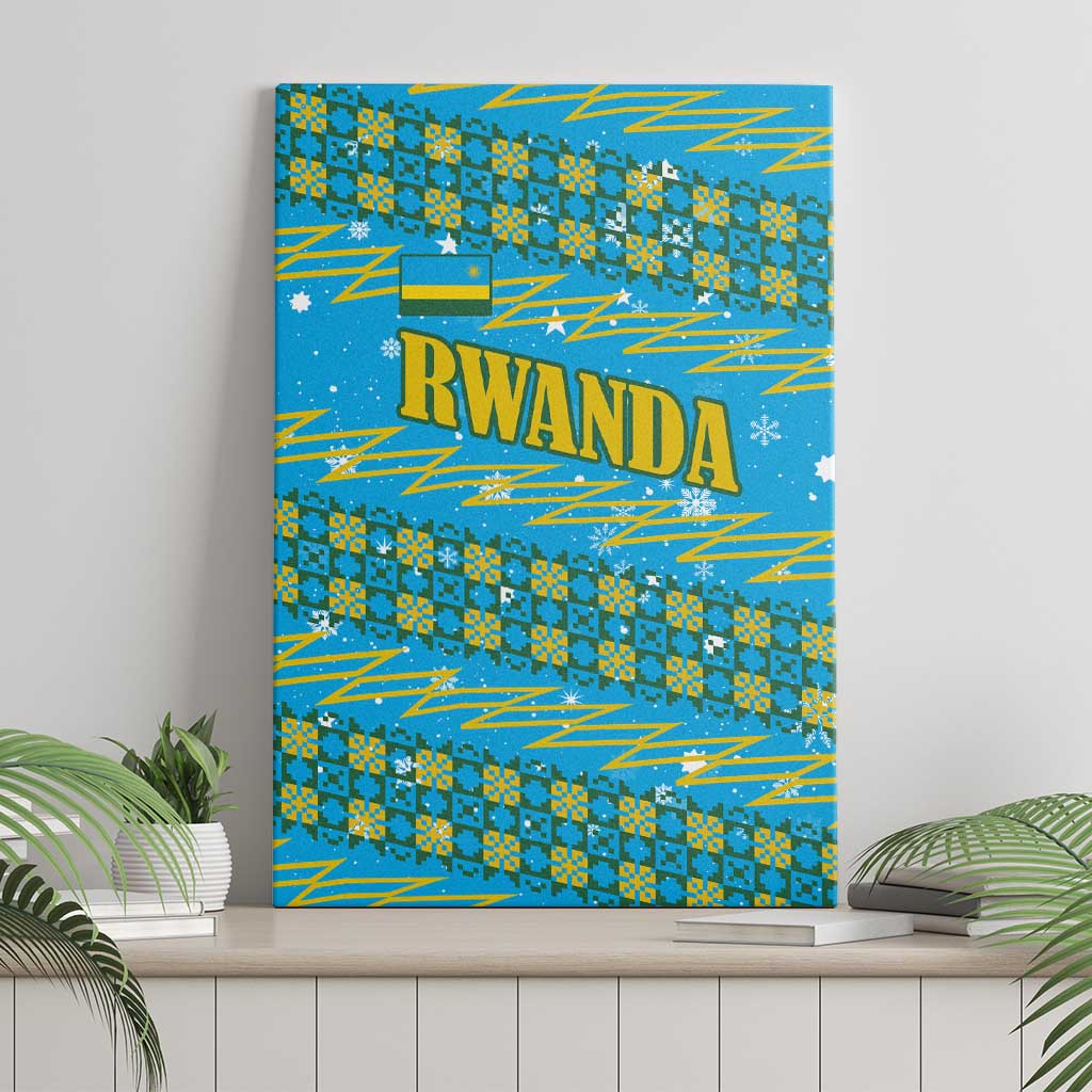 Rwanda Christmas Canvas Wall Art Festive Geometric Motifs and Bold Typography - African Pride
