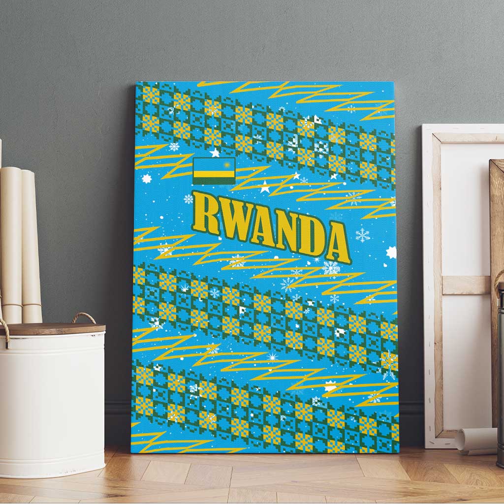 Rwanda Christmas Canvas Wall Art Festive Geometric Motifs and Bold Typography - African Pride