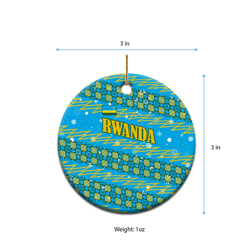 Rwanda Christmas Ceramic Ornament Festive Geometric Motifs and Bold Typography - African Pride