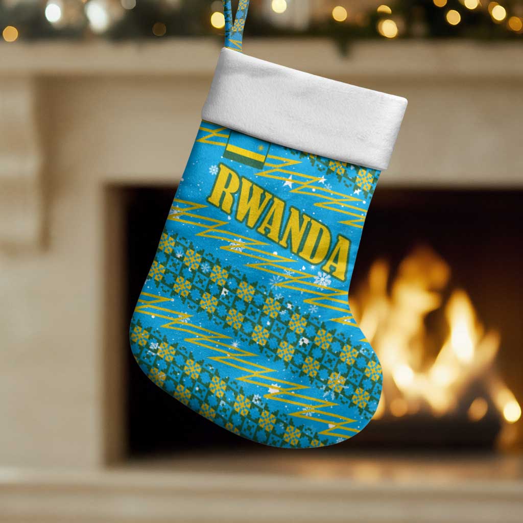 Rwanda Christmas Stocking Festive Geometric Motifs and Bold Typography - African Pride