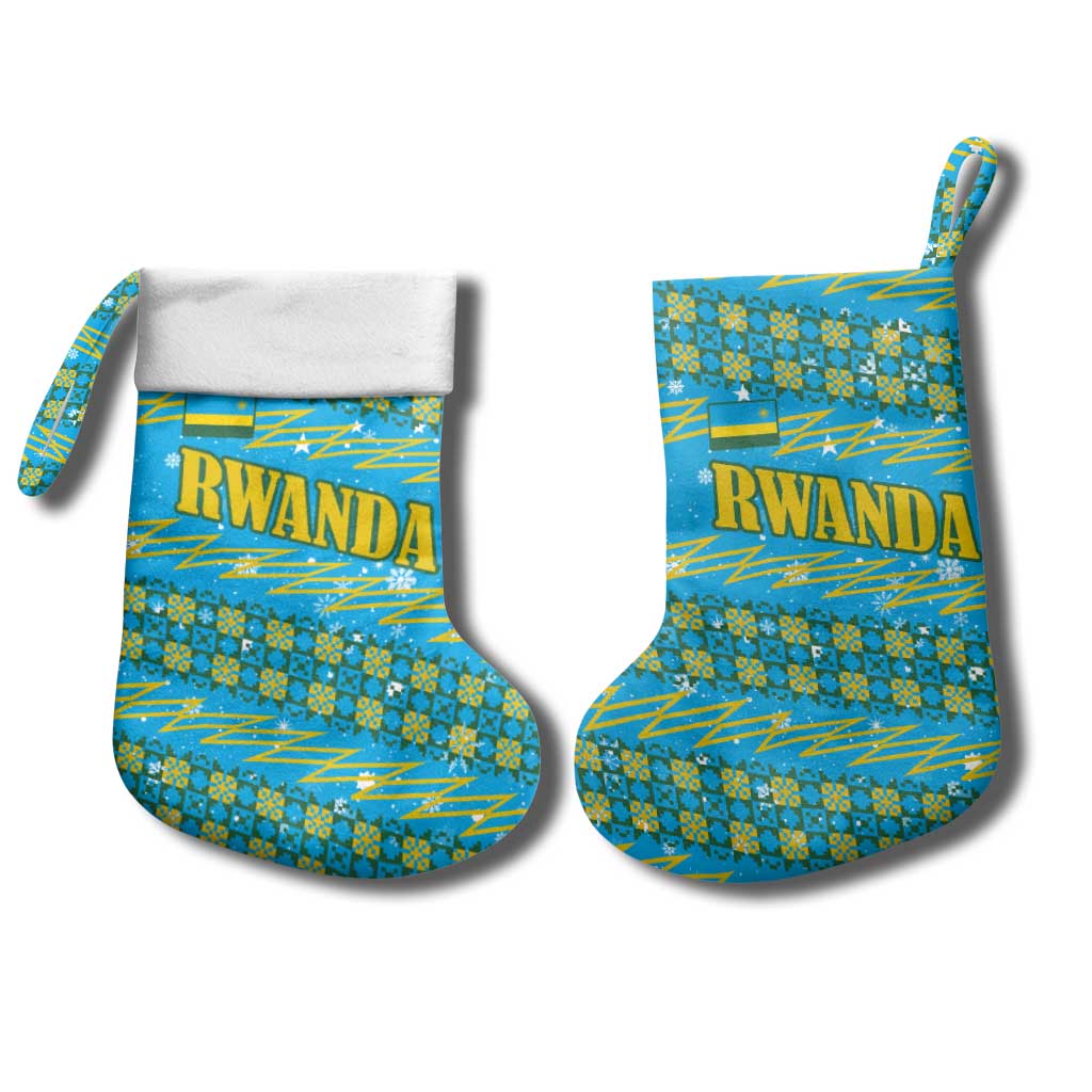 Rwanda Christmas Stocking Festive Geometric Motifs and Bold Typography - African Pride