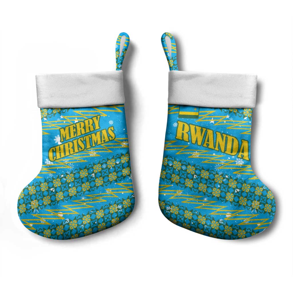 Rwanda Christmas Stocking Festive Geometric Motifs and Bold Typography - African Pride