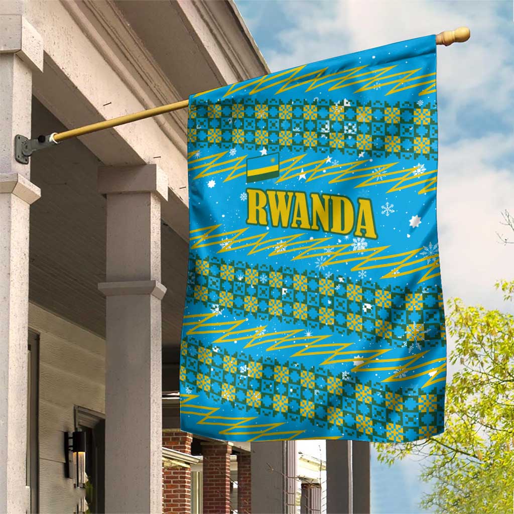Rwanda Christmas Garden Flag Festive Geometric Motifs and Bold Typography - African Pride