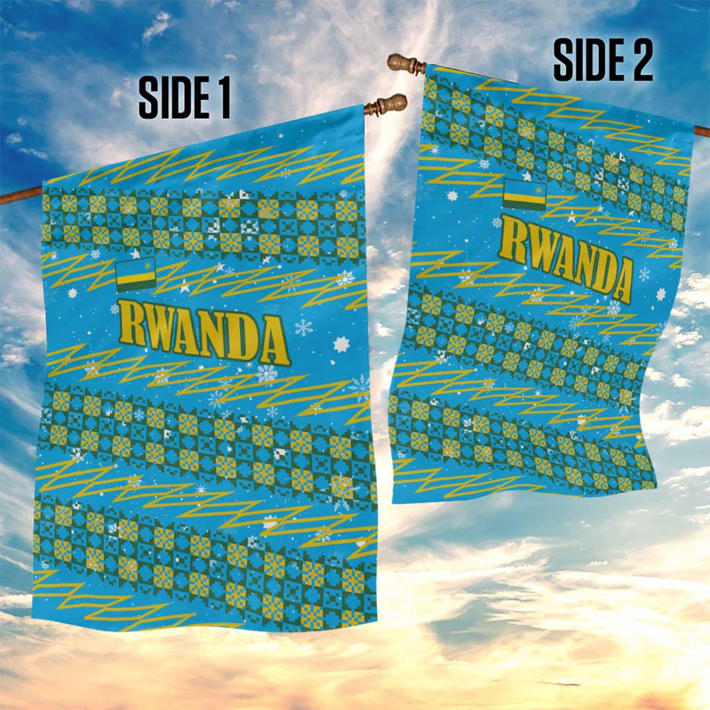 Rwanda Christmas Garden Flag Festive Geometric Motifs and Bold Typography - African Pride