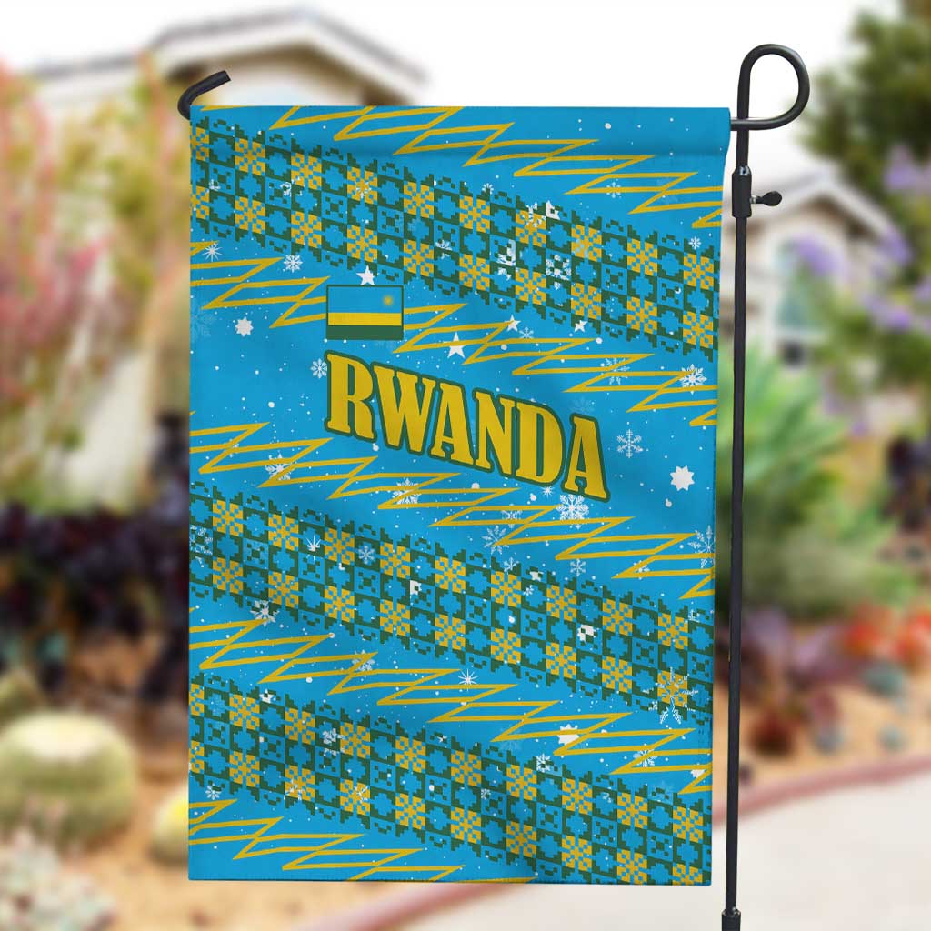Rwanda Christmas Garden Flag Festive Geometric Motifs and Bold Typography - African Pride