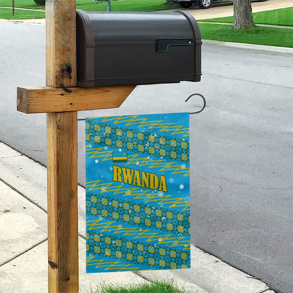 Rwanda Christmas Garden Flag Festive Geometric Motifs and Bold Typography - African Pride