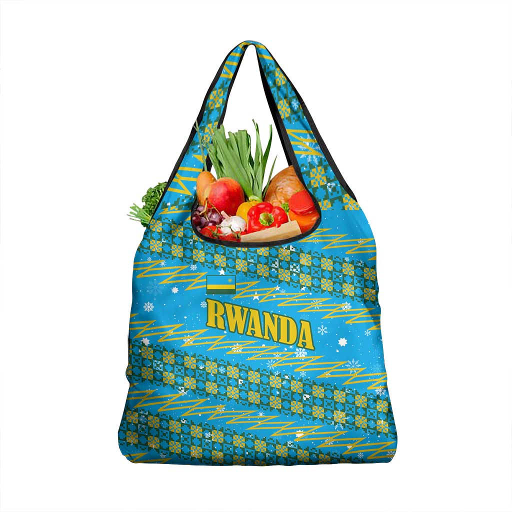 Rwanda Christmas Grocery Bag Festive Geometric Motifs and Bold Typography - African Pride