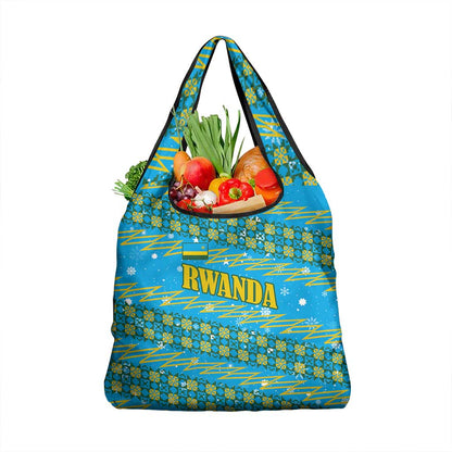 Rwanda Christmas Grocery Bag Festive Geometric Motifs and Bold Typography - African Pride
