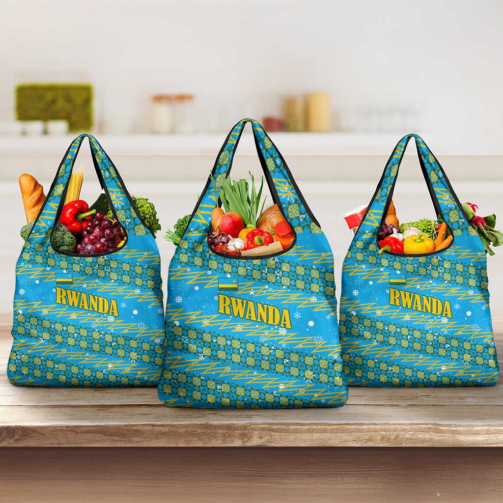 Rwanda Christmas Grocery Bag Festive Geometric Motifs and Bold Typography - African Pride