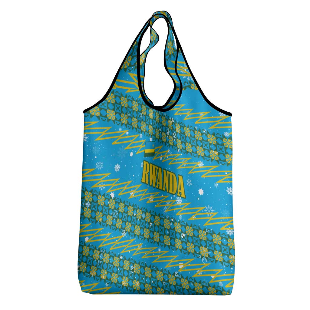 Rwanda Christmas Grocery Bag Festive Geometric Motifs and Bold Typography - African Pride