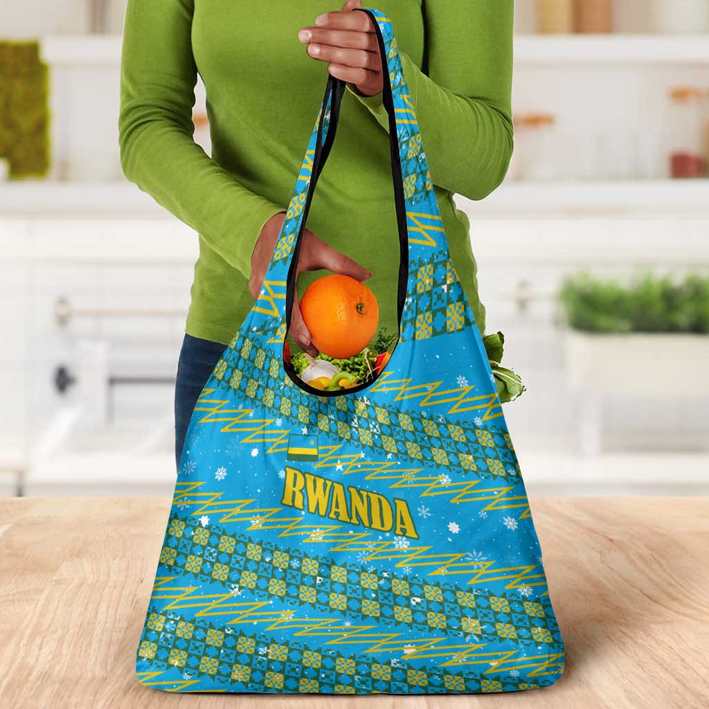 Rwanda Christmas Grocery Bag Festive Geometric Motifs and Bold Typography - African Pride
