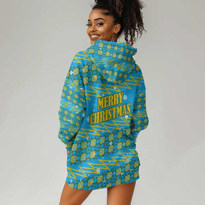 Rwanda Christmas Hoodie Dress Festive Geometric Motifs and Bold Typography - African Pride