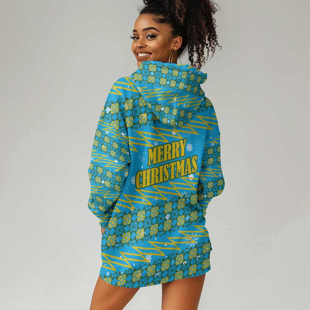 Rwanda Christmas Hoodie Dress Festive Geometric Motifs and Bold Typography - African Pride