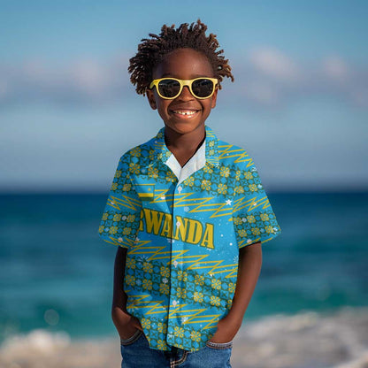 Rwanda Christmas Kid Hawaiian Shirt Festive Geometric Motifs and Bold Typography - African Pride