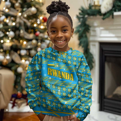 Rwanda Christmas Kid Ugly Christmas Sweater Festive Geometric Motifs and Bold Typography - African Pride