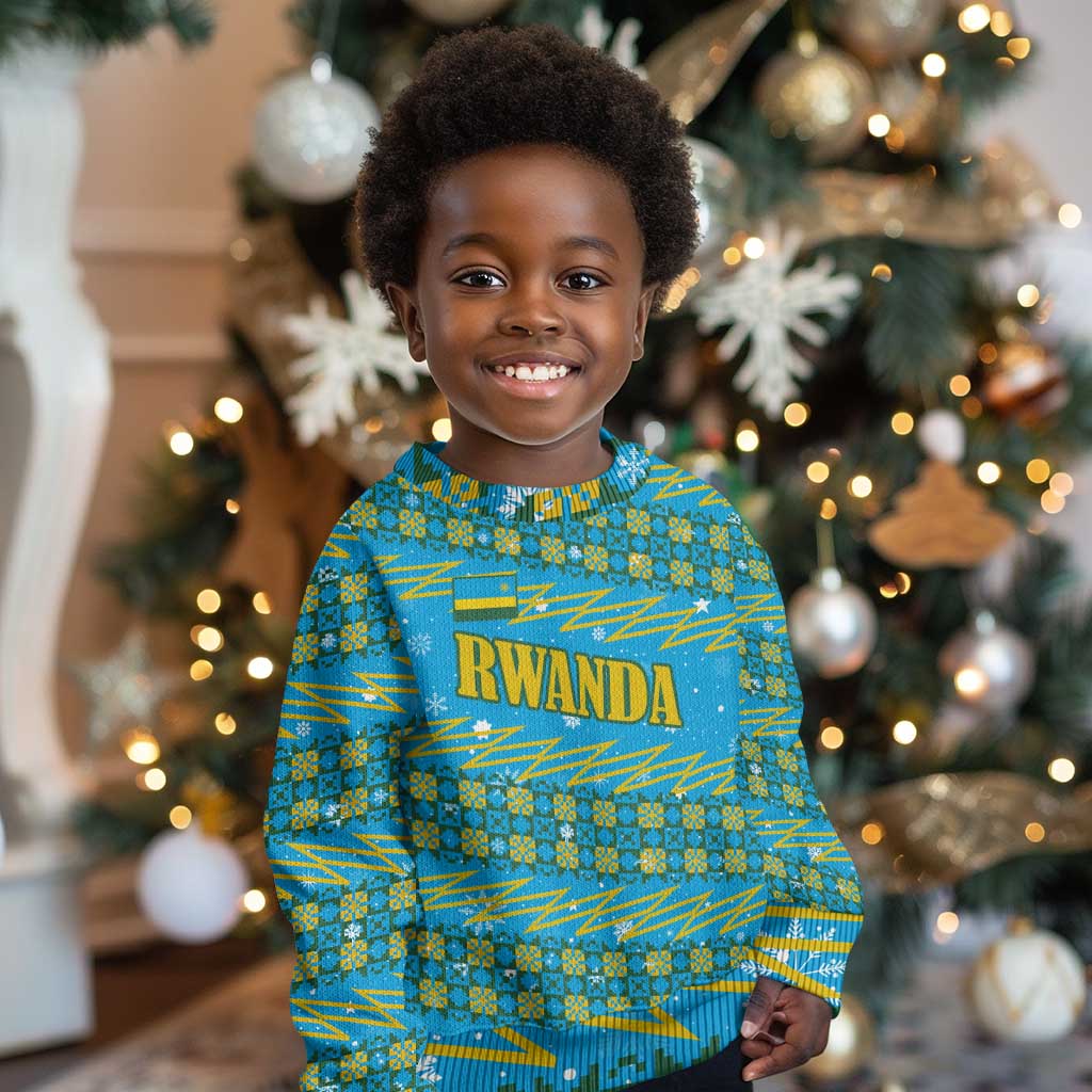 Rwanda Christmas Kid Ugly Christmas Sweater Festive Geometric Motifs and Bold Typography - African Pride