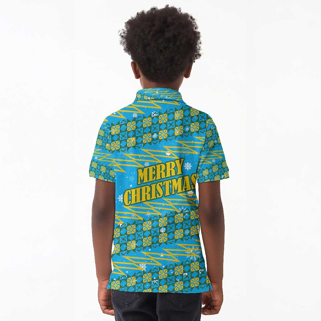 Rwanda Christmas Kid Polo Shirt Festive Geometric Motifs and Bold Typography - African Pride