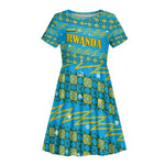 Rwanda Christmas Kid Short Sleeve Dress Festive Geometric Motifs and Bold Typography - African Pride