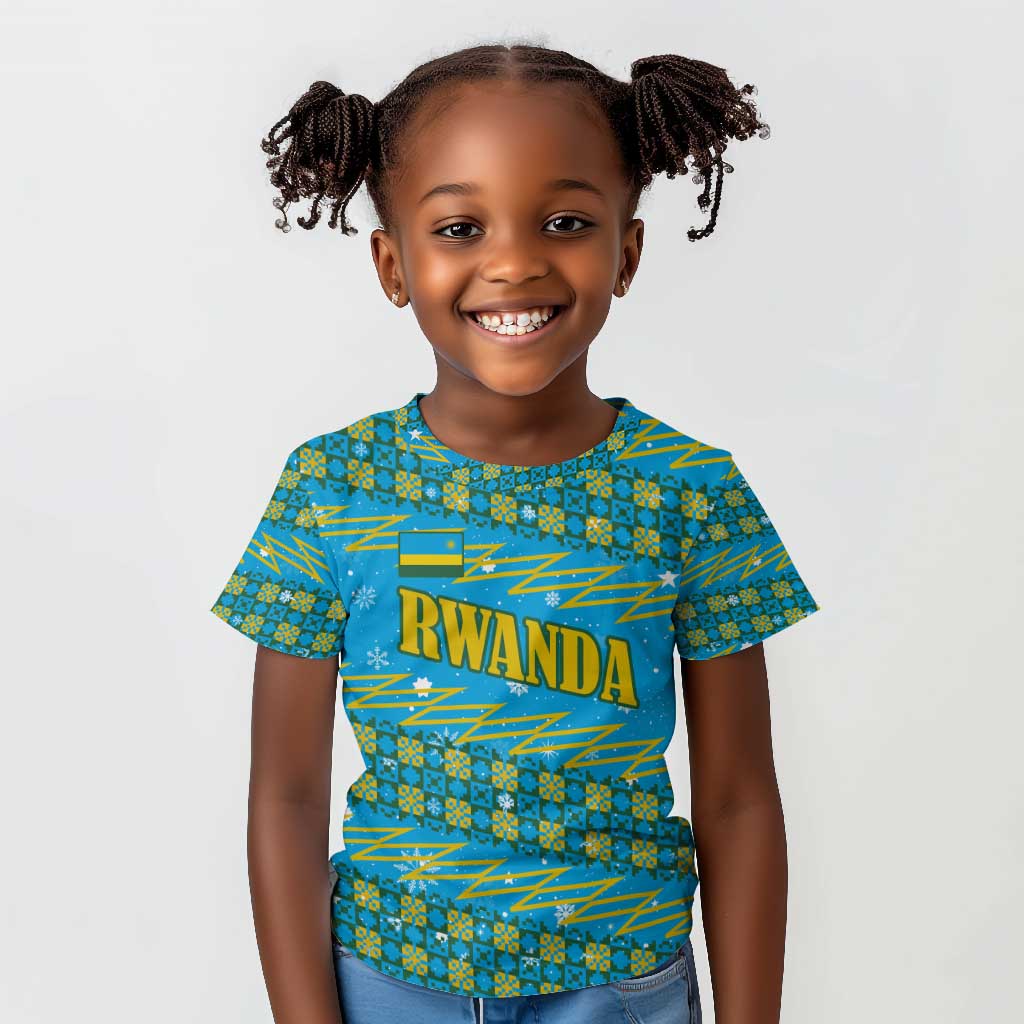 Rwanda Christmas Kid T shirt Festive Geometric Motifs and Bold Typography - African Pride