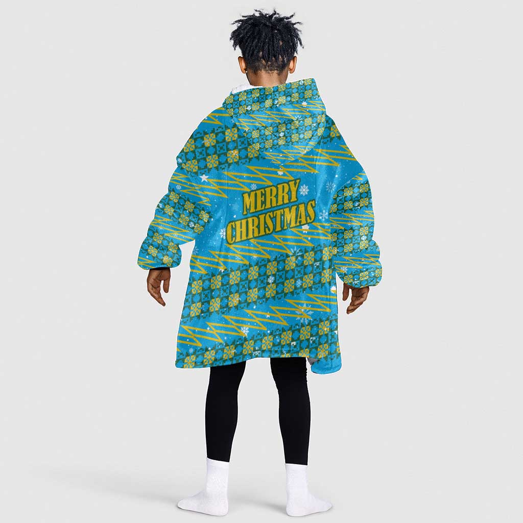Rwanda Christmas Kid Wearable Blanket Hoodie Festive Geometric Motifs and Bold Typography - African Pride