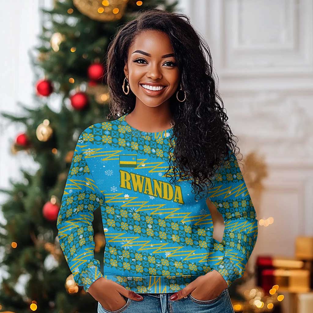 Rwanda Christmas Ugly Christmas Sweater Festive Geometric Motifs and Bold Typography - African Pride
