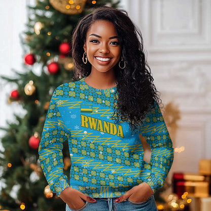 Rwanda Christmas Ugly Christmas Sweater Festive Geometric Motifs and Bold Typography - African Pride