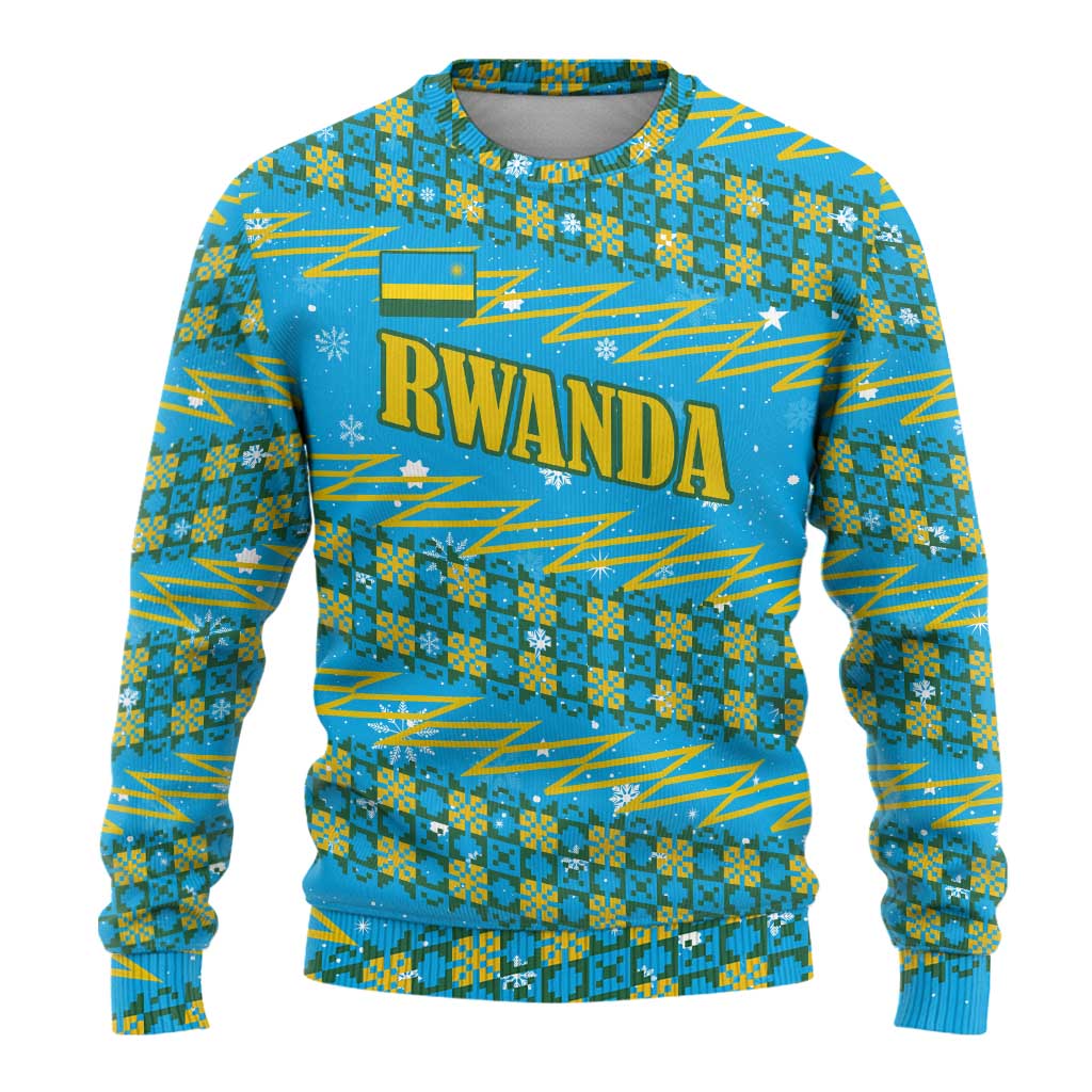Rwanda Christmas Ugly Christmas Sweater Festive Geometric Motifs and Bold Typography - African Pride