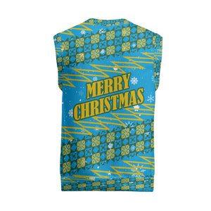 Rwanda Christmas Knitted V-Neck Vest Festive Geometric Motifs and Bold Typography - African Pride