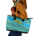 Rwanda Christmas Leather Tote Bag Festive Geometric Motifs and Bold Typography - African Pride