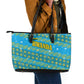 Rwanda Christmas Leather Tote Bag Festive Geometric Motifs and Bold Typography - African Pride