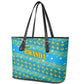 Rwanda Christmas Leather Tote Bag Festive Geometric Motifs and Bold Typography - African Pride