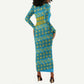 Rwanda Christmas Long Sleeve Bodycon Dress Festive Geometric Motifs and Bold Typography - African Pride