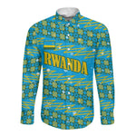 Rwanda Christmas Long Sleeve Button Shirt Festive Geometric Motifs and Bold Typography - African Pride