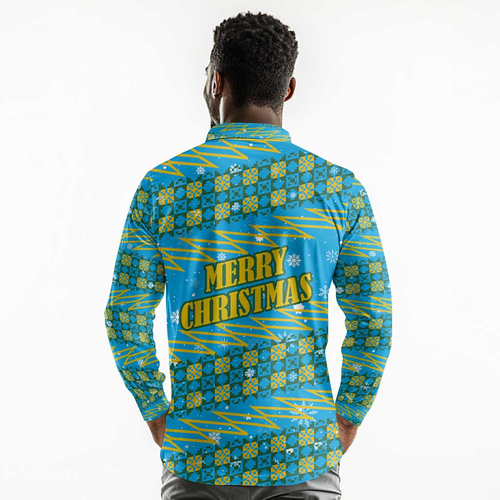 Rwanda Christmas Long Sleeve Polo Shirt Festive Geometric Motifs and Bold Typography - African Pride