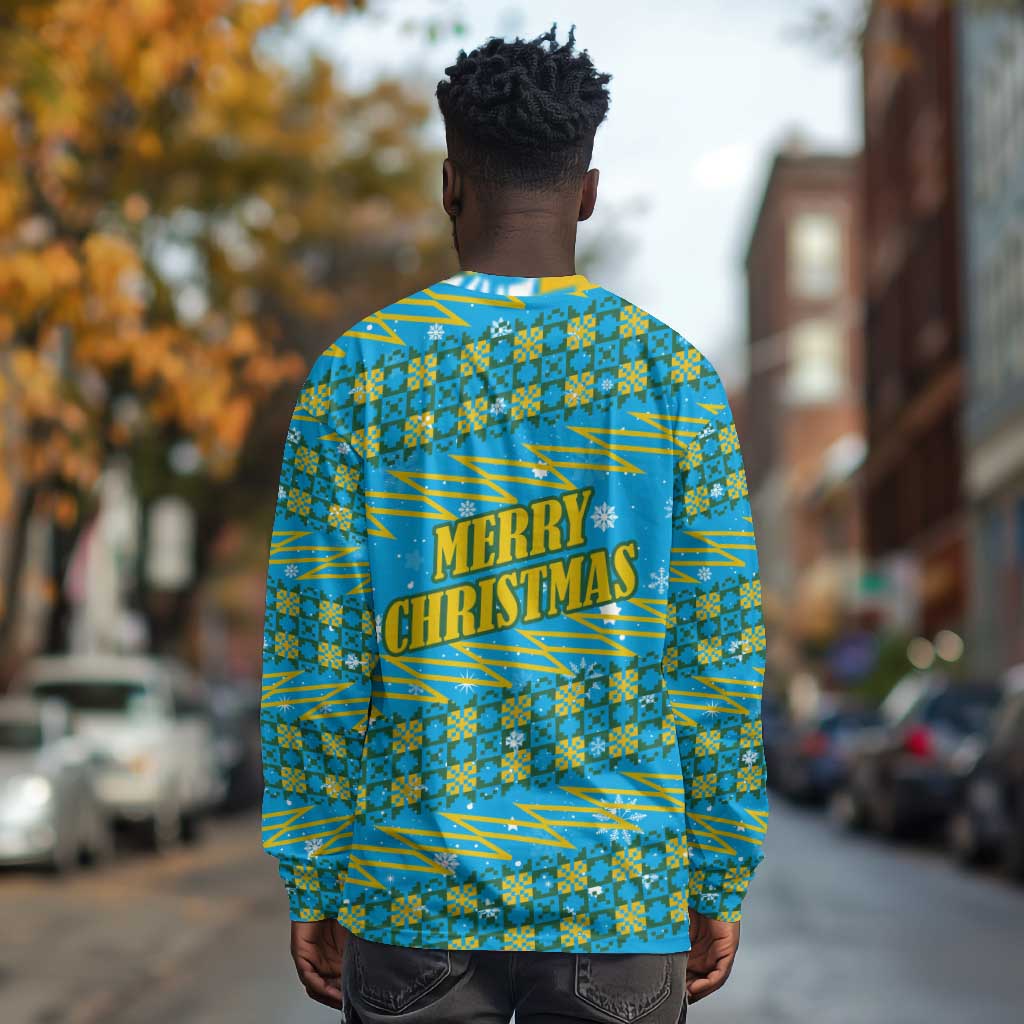 Rwanda Christmas Long Sleeve Shirt Festive Geometric Motifs and Bold Typography - African Pride