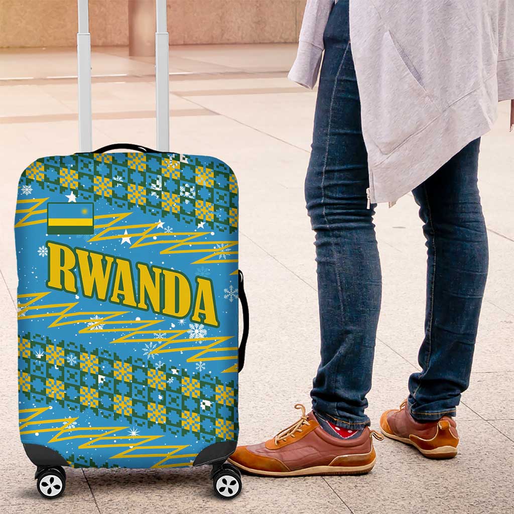 Rwanda Christmas Luggage Cover Festive Geometric Motifs and Bold Typography - African Pride