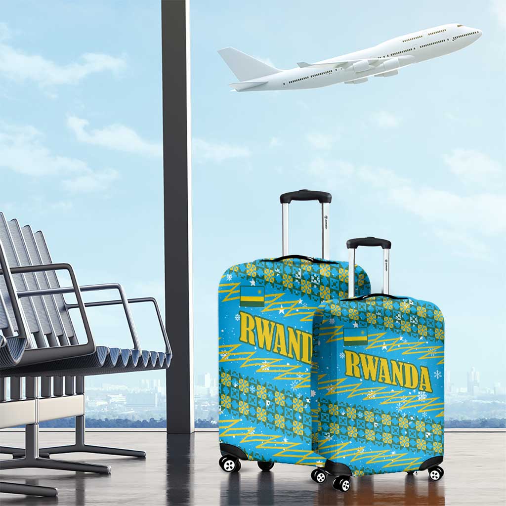 Rwanda Christmas Luggage Cover Festive Geometric Motifs and Bold Typography - African Pride