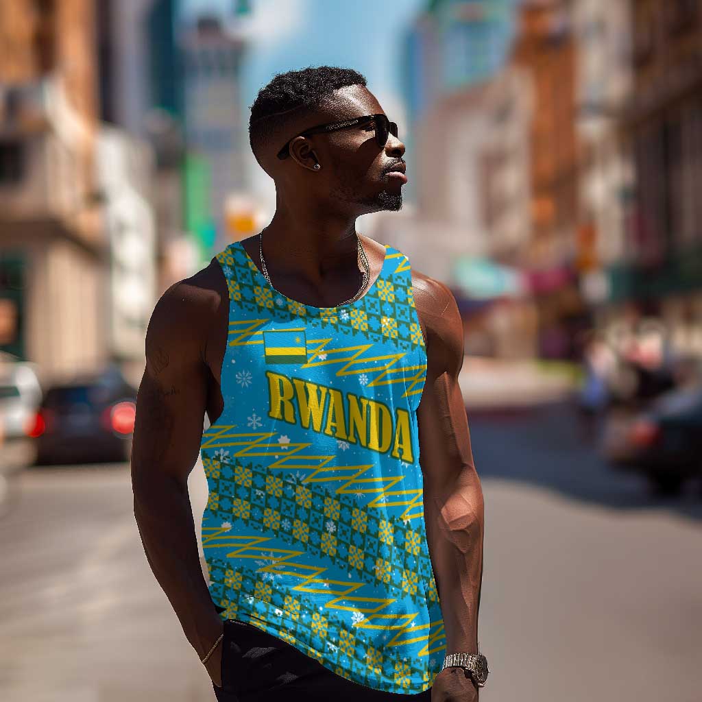 Rwanda Christmas Men Tank Top Festive Geometric Motifs and Bold Typography - African Pride