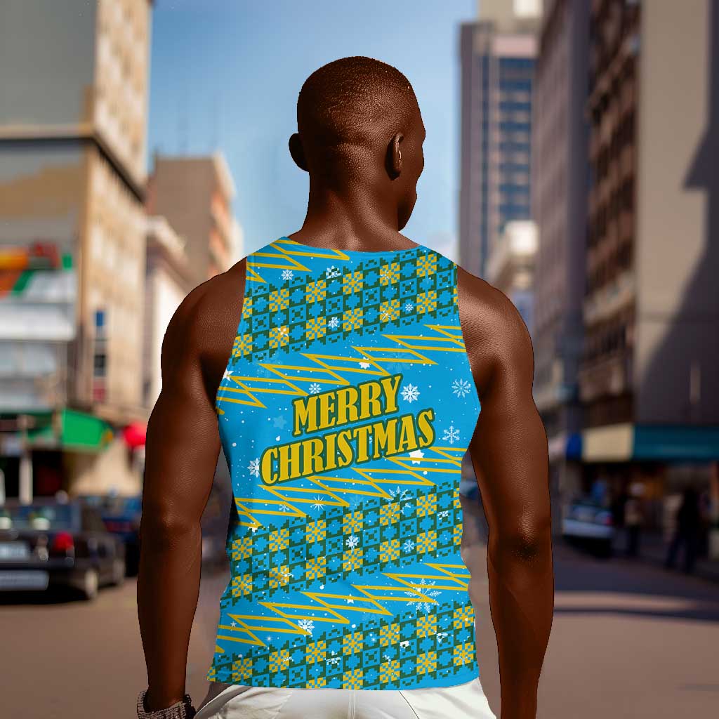 Rwanda Christmas Men Tank Top Festive Geometric Motifs and Bold Typography - African Pride
