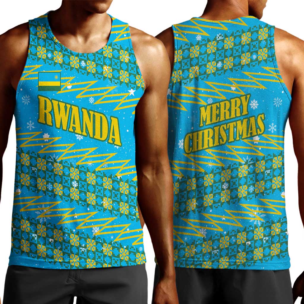 Rwanda Christmas Men Tank Top Festive Geometric Motifs and Bold Typography - African Pride