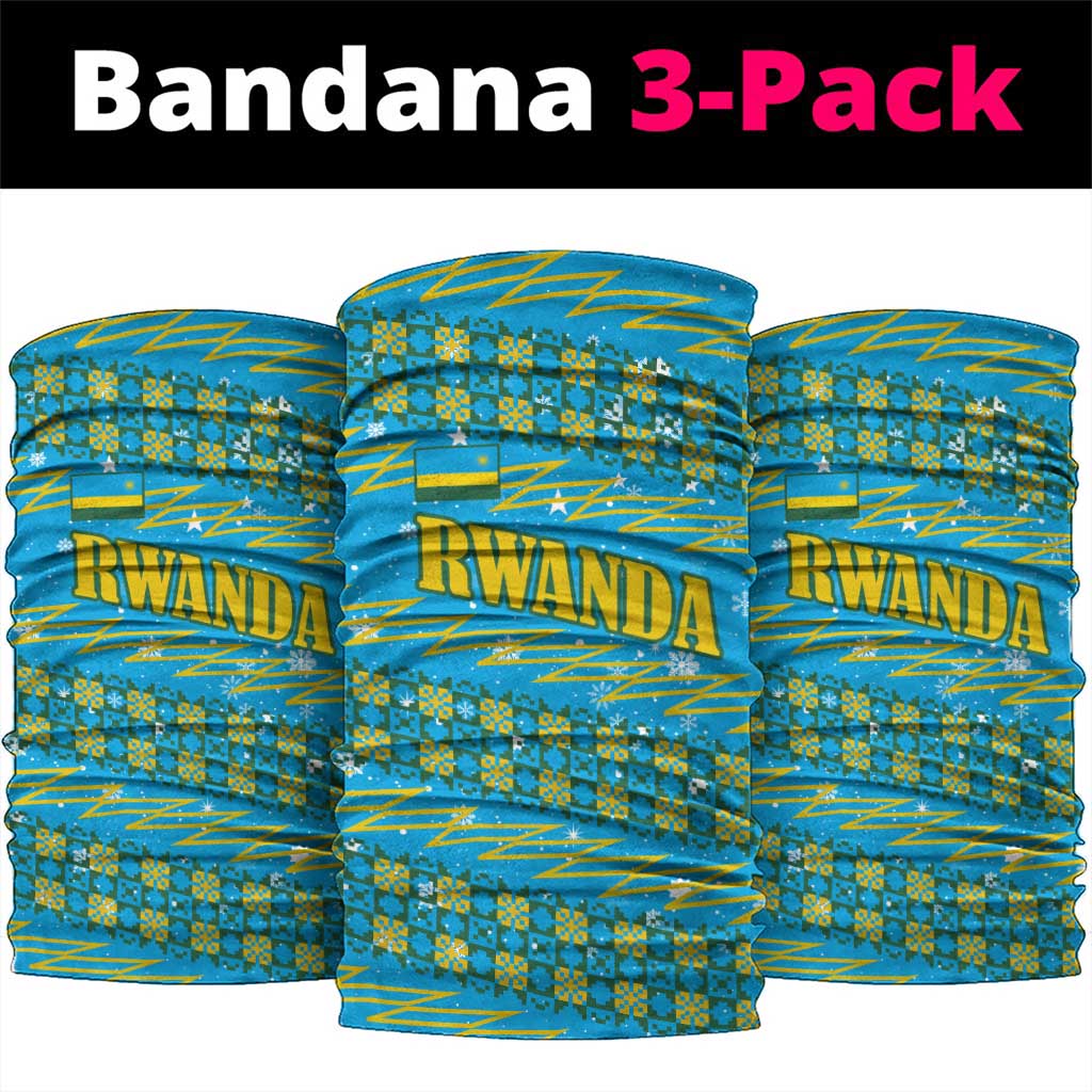 Rwanda Christmas Neck Gaiter Festive Geometric Motifs and Bold Typography - African Pride