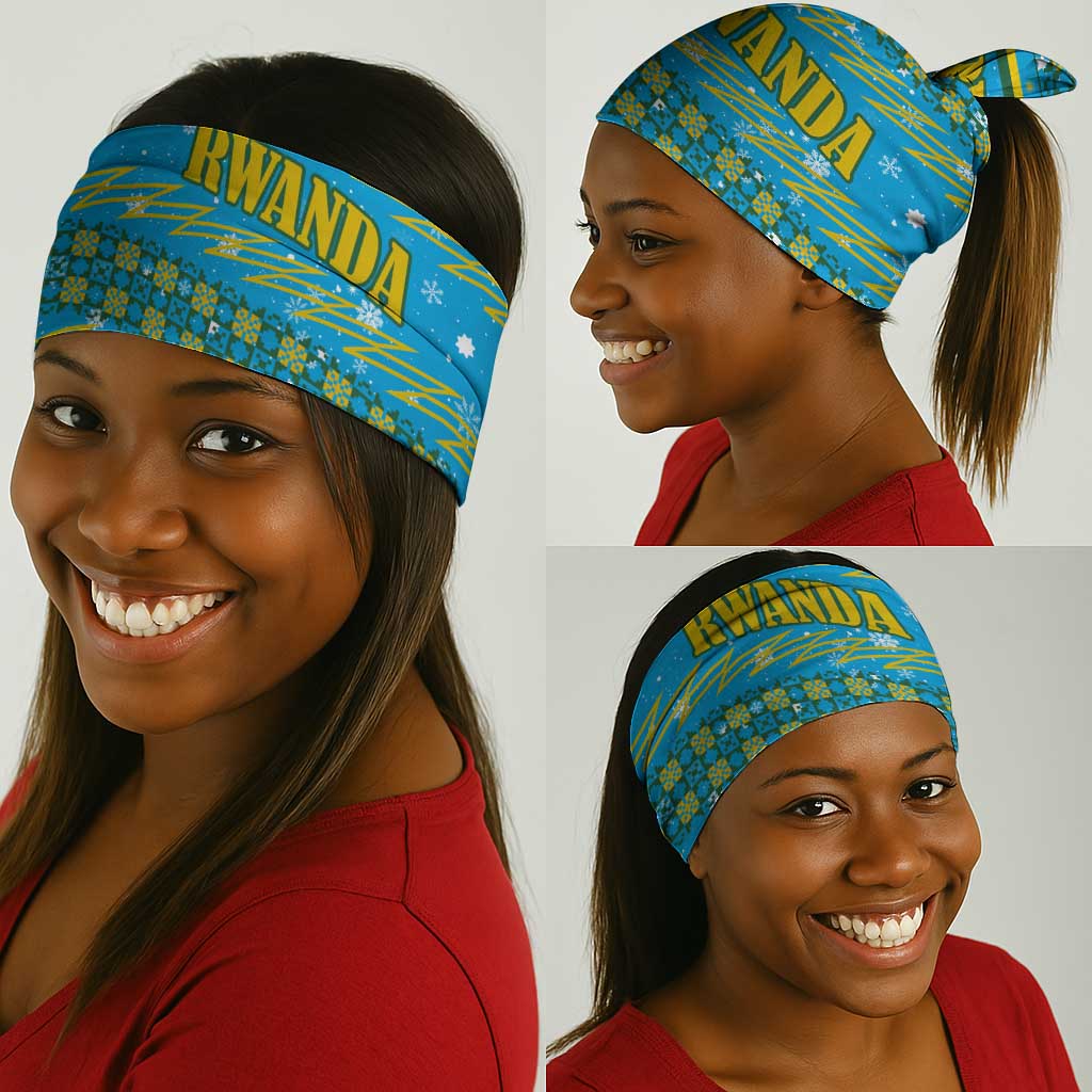 Rwanda Christmas Neck Gaiter Festive Geometric Motifs and Bold Typography - African Pride