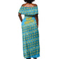 Rwanda Christmas Off Shoulder Maxi Dress Festive Geometric Motifs and Bold Typography - African Pride