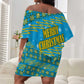 Rwanda Christmas Off Shoulder Short Dress Festive Geometric Motifs and Bold Typography - African Pride