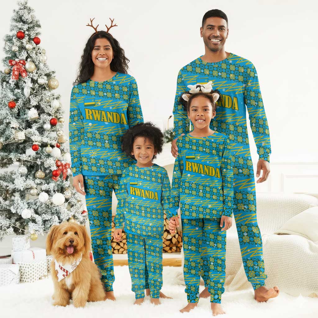 Rwanda Christmas Pajama Set Festive Geometric Motifs and Bold Typography - African Pride