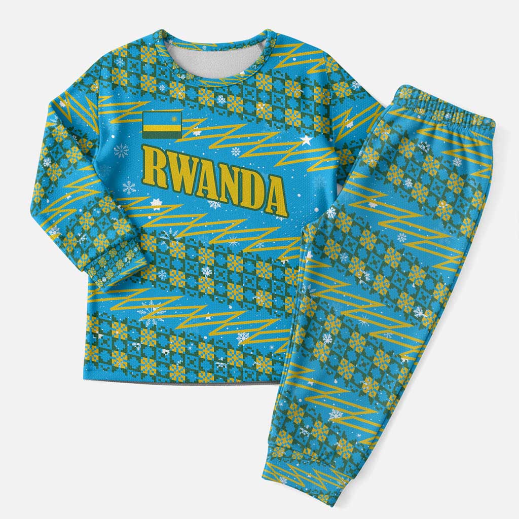 Rwanda Christmas Pajama Set Festive Geometric Motifs and Bold Typography - African Pride