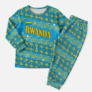 Rwanda Christmas Pajama Set Festive Geometric Motifs and Bold Typography - African Pride